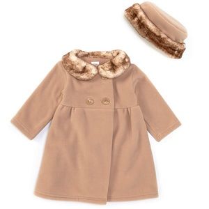 Baby Girls 24 Months Faux-Fur Fleece Coat & Hat